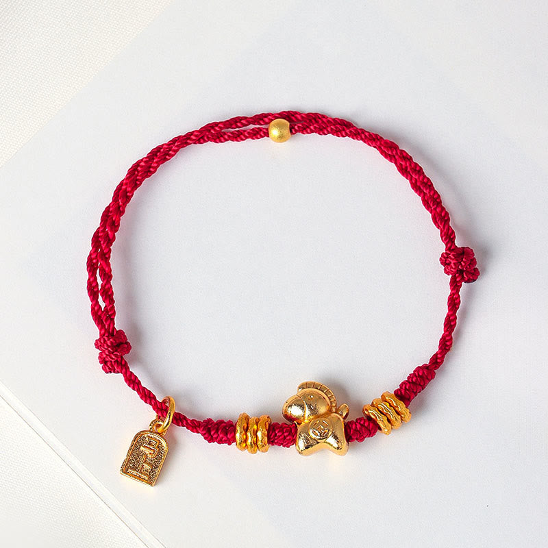 Bracciale regolabile in corda intrecciata con Buddha Stones, anno del cavallo, successo e forza - image 1