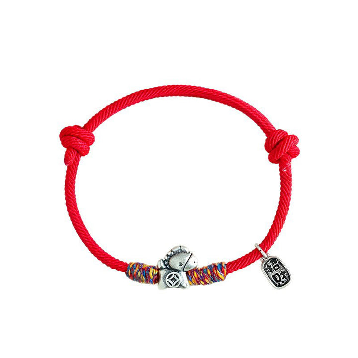 Braccialetto portafortuna con corda e corda in argento sterling 999 Buddha Stones e carattere Fu dell'anno del cavallo - image 13