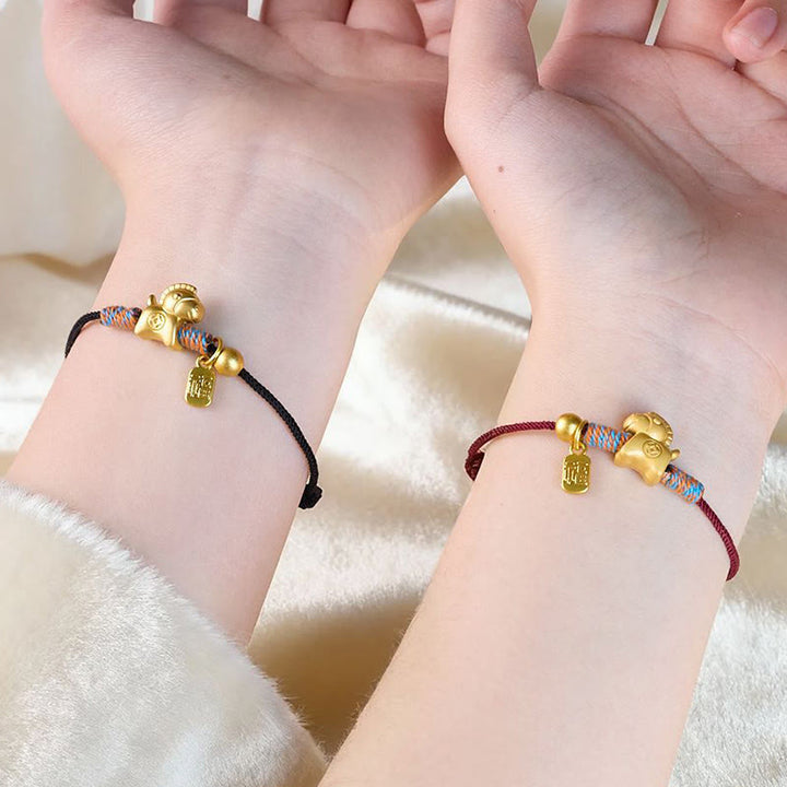 Braccialetto di collegamento fortunato con corda intrecciata a mano, carattere Fu, anno del cavallo , Buddha Stones - image 12