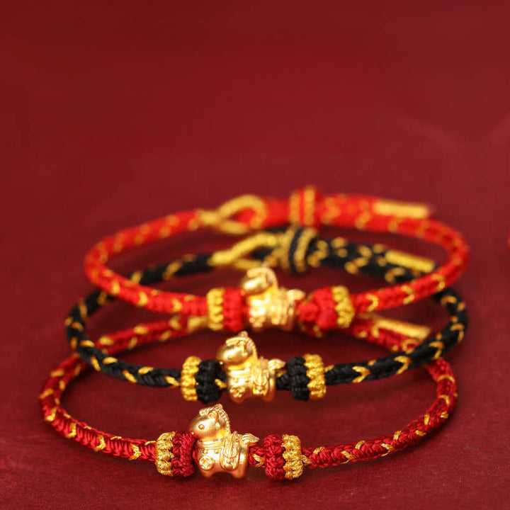 Bracciale regolabile con corda intrecciata e portafortuna dell'anno del cavallo, in oro 999, Buddha Stones - image 22