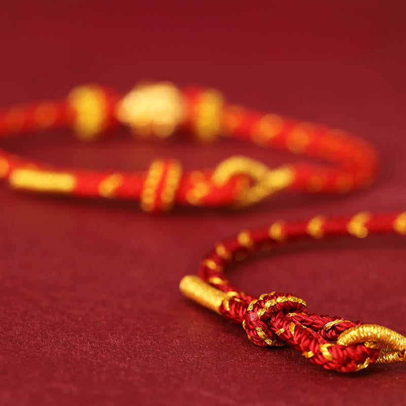 Bracciale regolabile con corda intrecciata e portafortuna dell'anno del cavallo, in oro 999, Buddha Stones - image 3