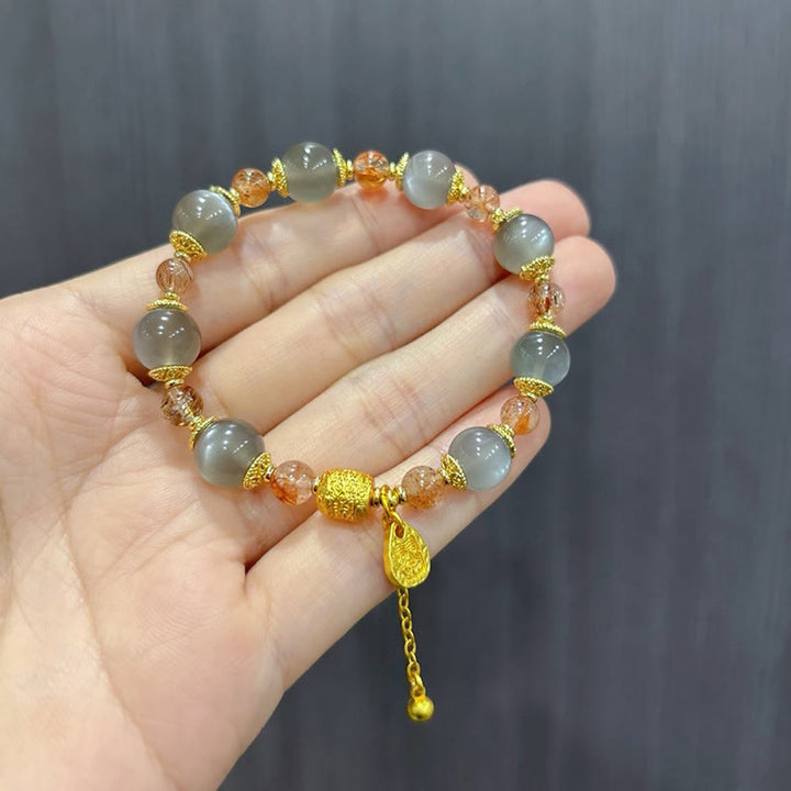 Braccialetto di perline positive curative in quarzo fragola naturale con pietra di luna Buddha Stones - image 18