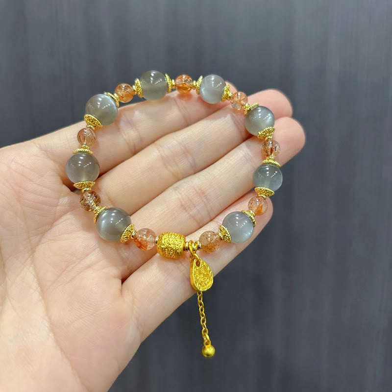 Braccialetto di perline positive curative in quarzo fragola naturale con pietra di luna Buddha Stones - image 18