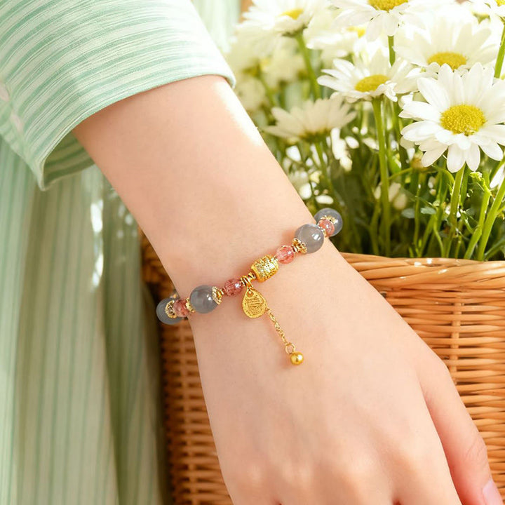 Braccialetto di perline positive curative in quarzo fragola naturale con pietra di luna Buddha Stones - image 20