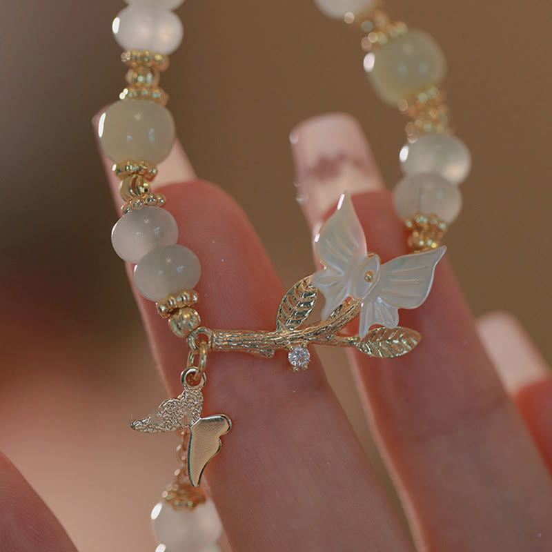 Braccialetto della prosperità con catena regolabile in giada Hetian e ciondolo a forma di farfalla Buddha Stones - image 11