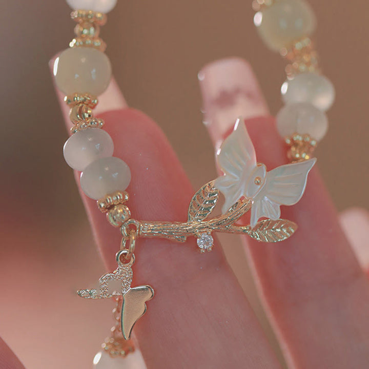 Braccialetto della prosperità con catena regolabile in giada Hetian e ciondolo a forma di farfalla Buddha Stones - image 9