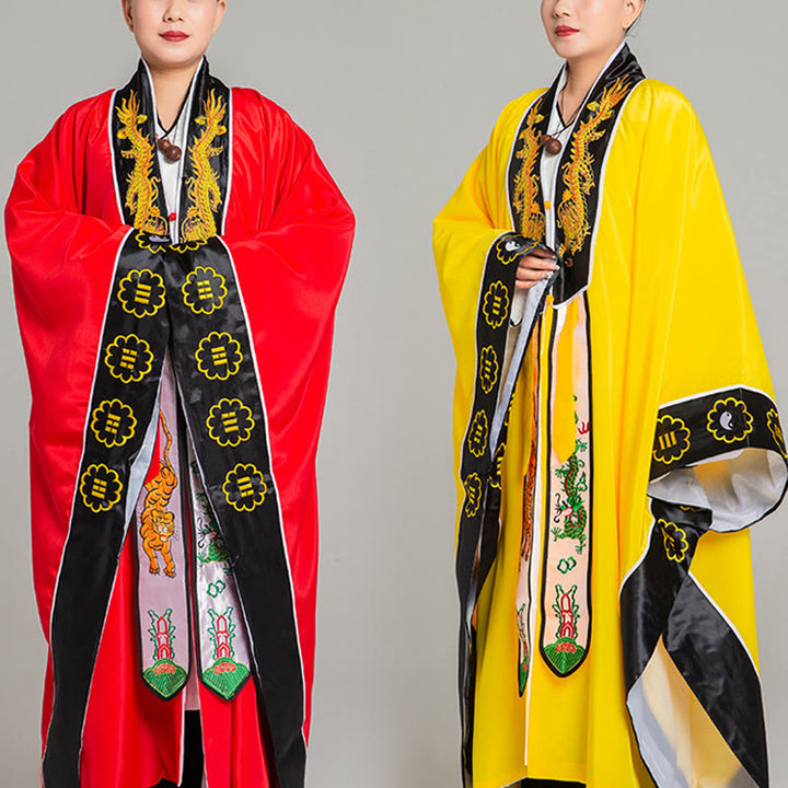 Kimono unisex con maniche lunghe e larghe, ricamo Wudang con Buddha Stones , drago e tigre, per cerimonia di Qigong - image 0