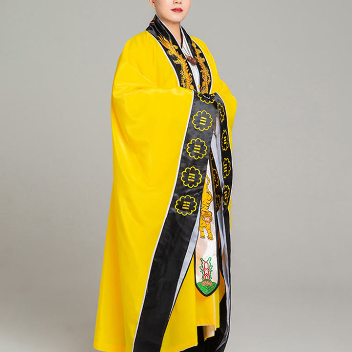 Kimono unisex con maniche lunghe e larghe, ricamo Wudang con Buddha Stones , drago e tigre, per cerimonia di Qigong - image 7