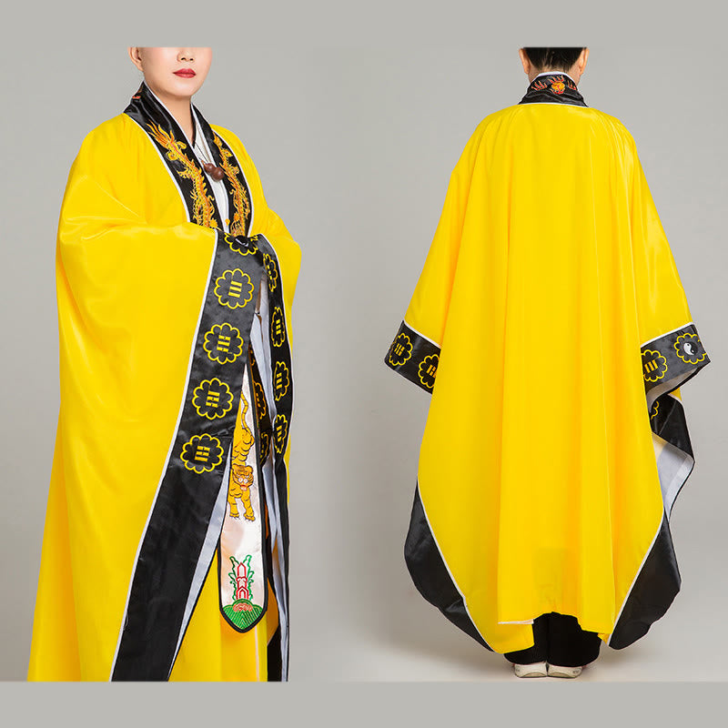 Kimono unisex con maniche lunghe e larghe, ricamo Wudang con Buddha Stones , drago e tigre, per cerimonia di Qigong - image 9
