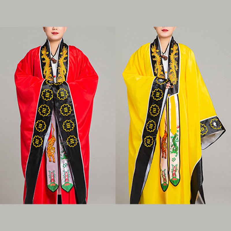 Kimono unisex con maniche lunghe e larghe, ricamo Wudang con Buddha Stones , drago e tigre, per cerimonia di Qigong - image 15