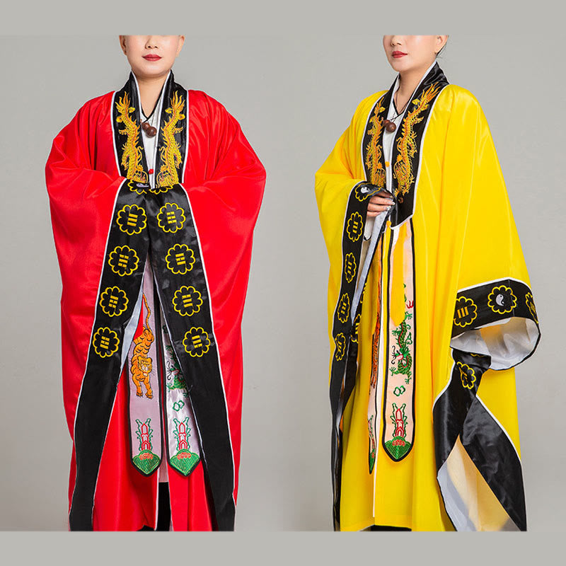 Kimono unisex con maniche lunghe e larghe, ricamo Wudang con Buddha Stones , drago e tigre, per cerimonia di Qigong - image 16