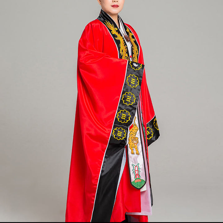 Kimono unisex con maniche lunghe e larghe, ricamo Wudang con Buddha Stones , drago e tigre, per cerimonia di Qigong - image 2