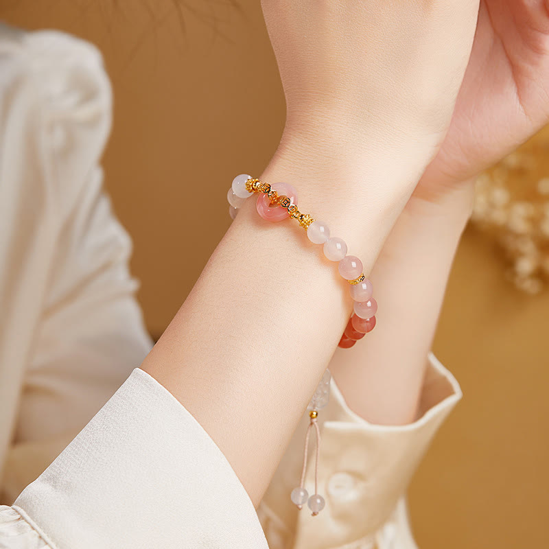 Bracciale Buddha Stones in argento sterling 925 con agata rossa e calcedonio bianco e fibbia per la pace e la fiducia - image 10