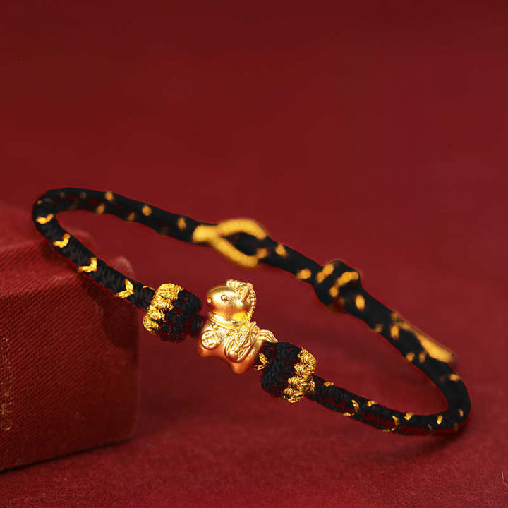 Bracciale regolabile con corda intrecciata e portafortuna dell'anno del cavallo, in oro 999, Buddha Stones - image 16