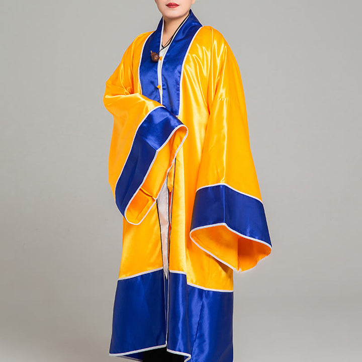 Kimono unisex con maniche lunghe e larghe, ricamo a gru Wudang, motivo Buddha Stones, per cerimonia Qigong Tai Chi. - Giallo - 2XL- ADATTO PER USA/ UK/AU/ EU- XL - image 7