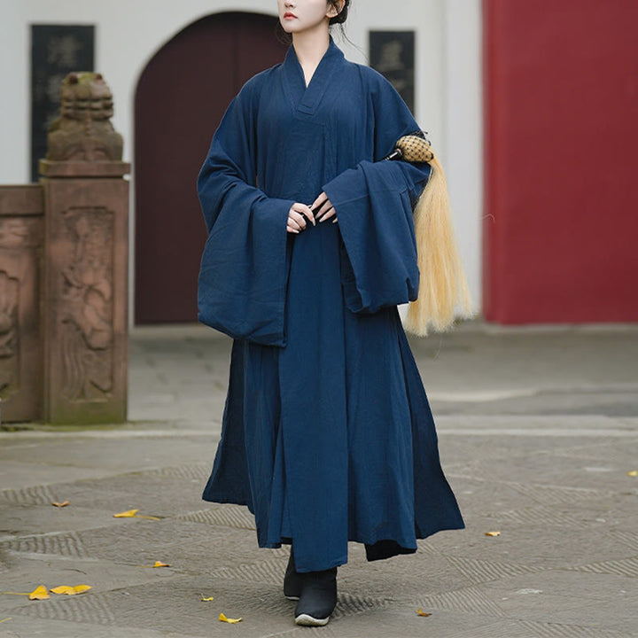 Buddha Stones Autunno Inverno Wudang Tradizionale Tai Chi Arti Marziali Cerimonia Lino Manica Lunga Unisex Taoista Lungo Abito - Manica stretta - XL- ADATTO PER USA/ UK/AU/ EU- L - image 8