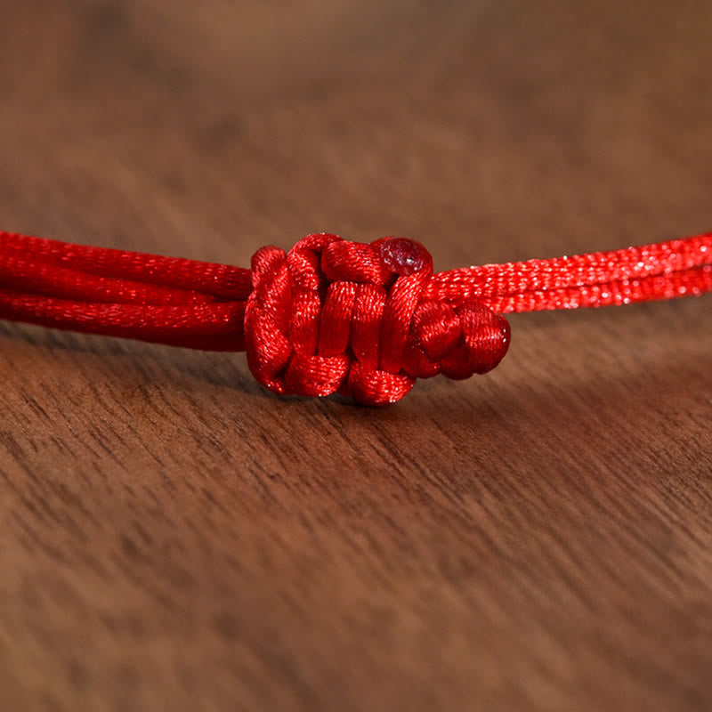 Collare per animali domestici regolabile con perline in legno di pesca e cordino rosso con chiusura a longevità in argento Buddha Stones - image 13