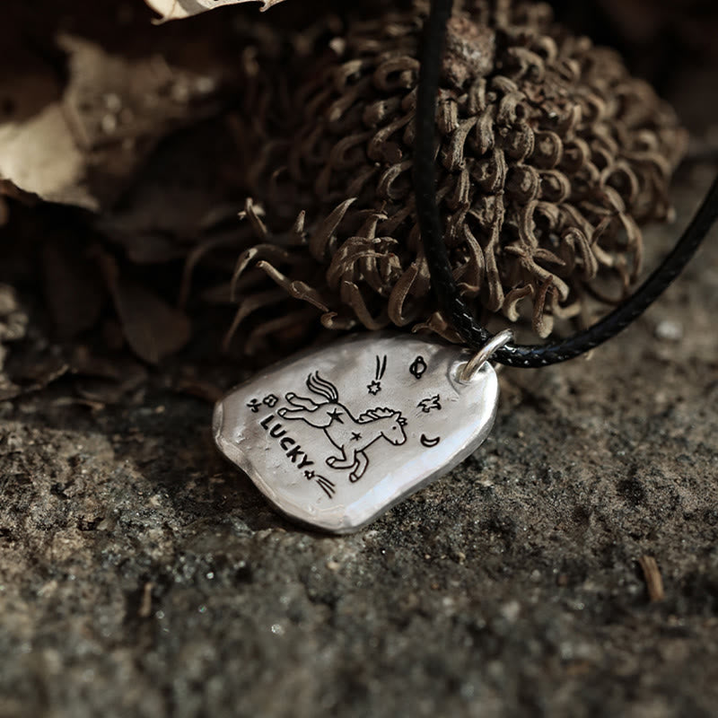 Ciondolo portafortuna a forma di cavallo in argento sterling 999 Buddha Stones, collana con catena in argento sterling 925 e ciondolo con benedizione per l'anno del cavallo. - image 12