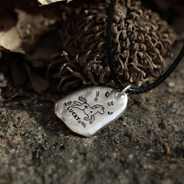 Ciondolo portafortuna a forma di cavallo in argento sterling 999 Buddha Stones, collana con catena in argento sterling 925 e ciondolo con benedizione per l'anno del cavallo. - image 12
