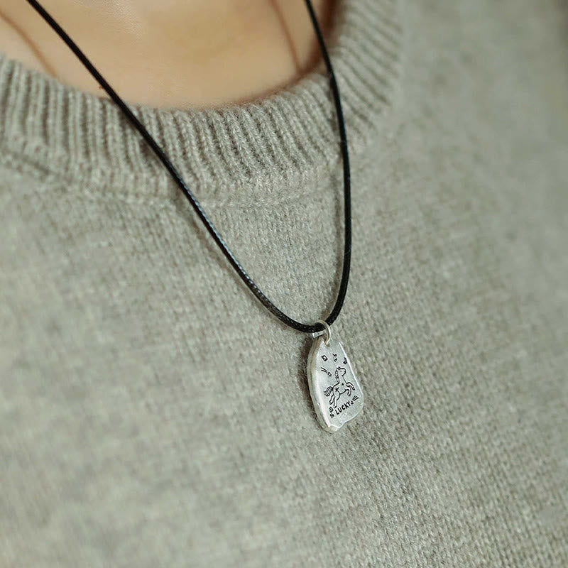 Ciondolo portafortuna a forma di cavallo in argento sterling 999 Buddha Stones, collana con catena in argento sterling 925 e ciondolo con benedizione per l'anno del cavallo. - image 10