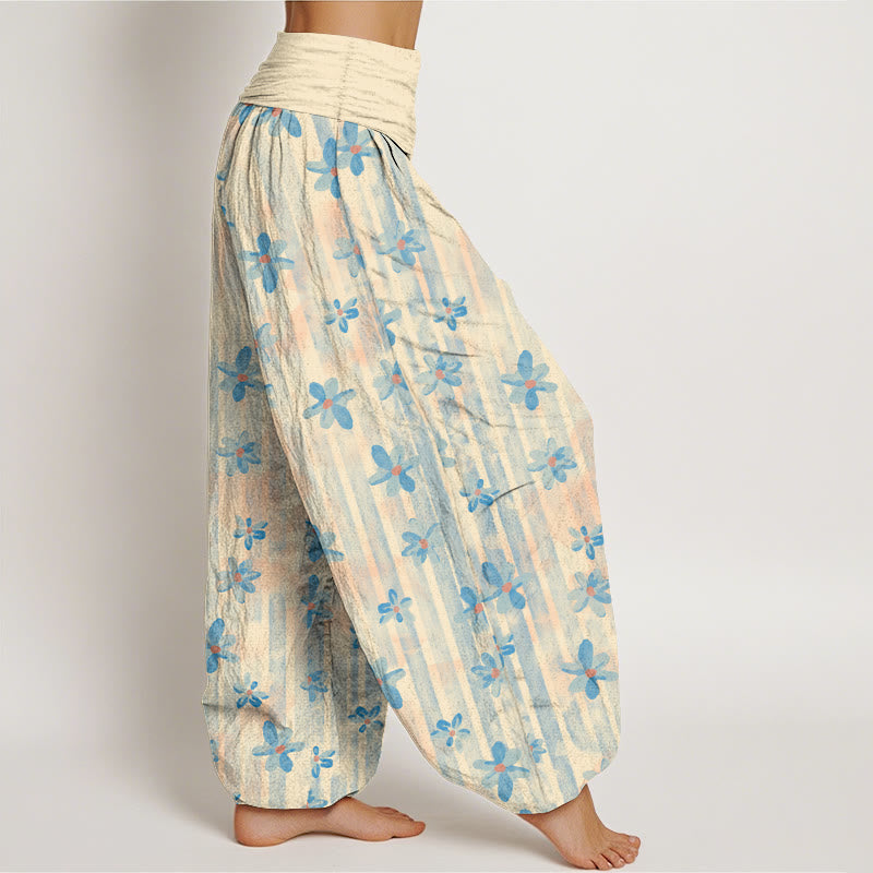 Pantaloni harem da donna con elastico in vita, in cotone, stile semplice, motivo floreale, motivo Buddha Stones - image 2