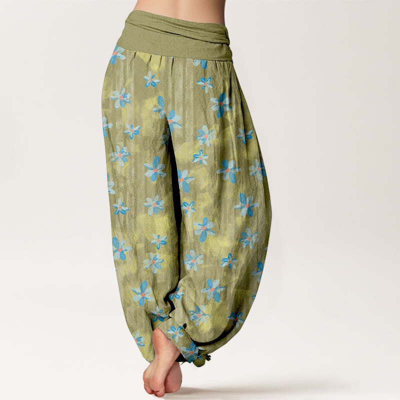 Pantaloni harem da donna con elastico in vita, in cotone, stile semplice, motivo floreale, motivo Buddha Stones - image 6