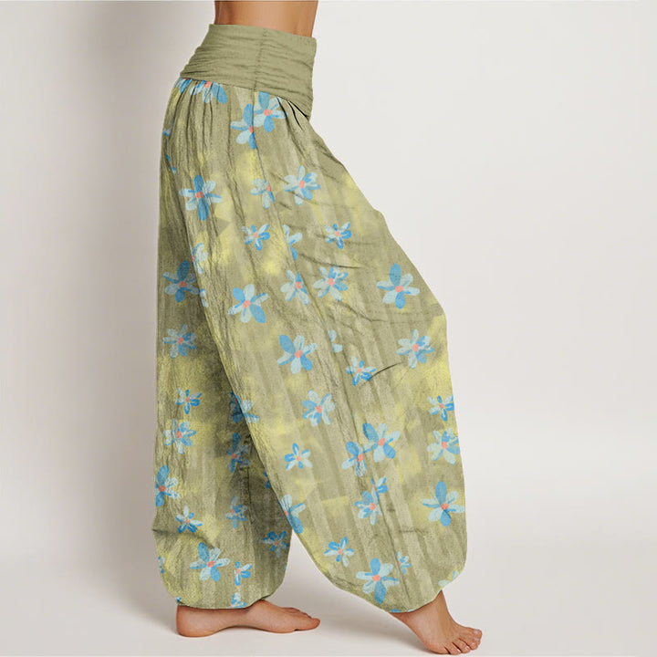 Pantaloni harem da donna con elastico in vita, in cotone, stile semplice, motivo floreale, motivo Buddha Stones - image 7