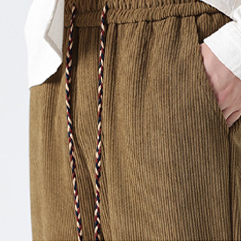 Pantaloni da uomo in velluto a coste con coulisse, tasche e bottoni a rana , Buddha Stones Fall Solid - image 8