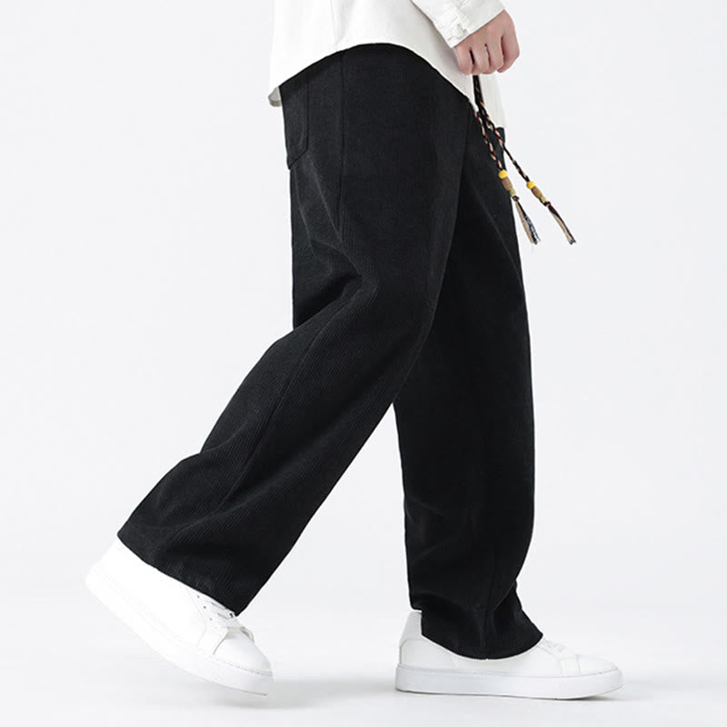 Pantaloni da uomo in velluto a coste con coulisse, tasche e bottoni a rana , Buddha Stones Fall Solid - image 16