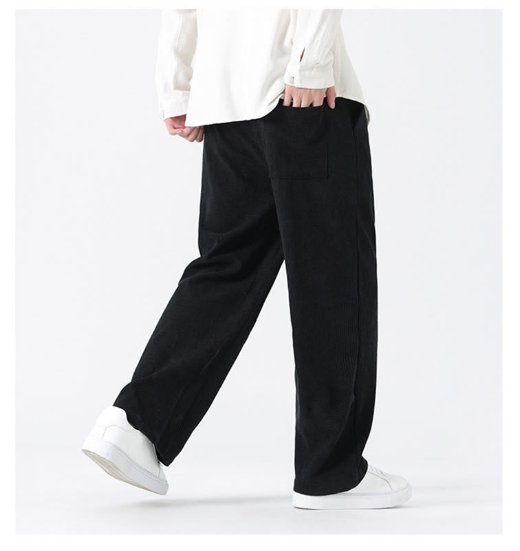 Pantaloni da uomo in velluto a coste con coulisse, tasche e bottoni a rana , Buddha Stones Fall Solid - image 15
