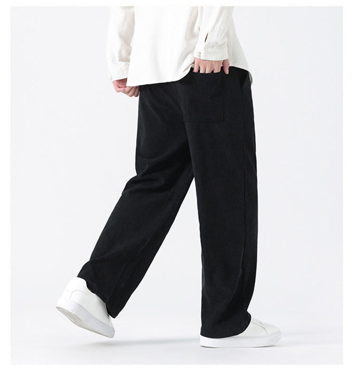 Pantaloni da uomo in velluto a coste con coulisse, tasche e bottoni a rana , Buddha Stones Fall Solid - image 15