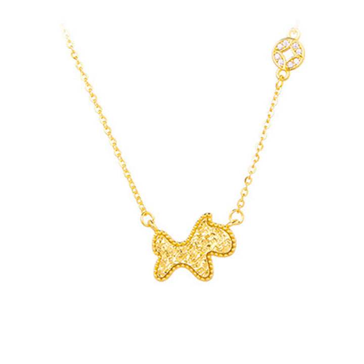 Collana con ciondolo a forma di moneta in argento sterling 925, Buddha Stones, anno del cavallo, zodiaco cinese, catena di benedizione - Cavallo - Argento (Benedizione ♥ Protezione) - image 1