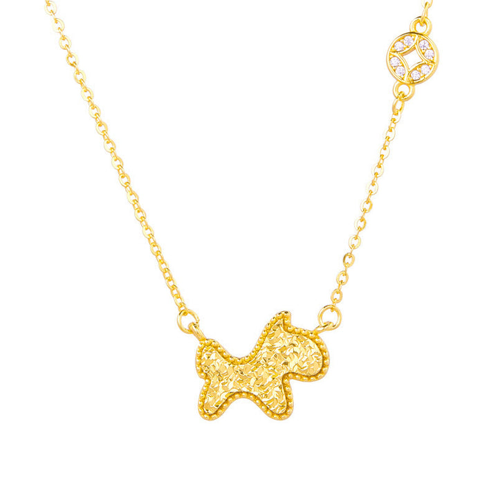 Collana con ciondolo a forma di moneta in argento sterling 925, Buddha Stones, anno del cavallo, zodiaco cinese, catena di benedizione - image 2