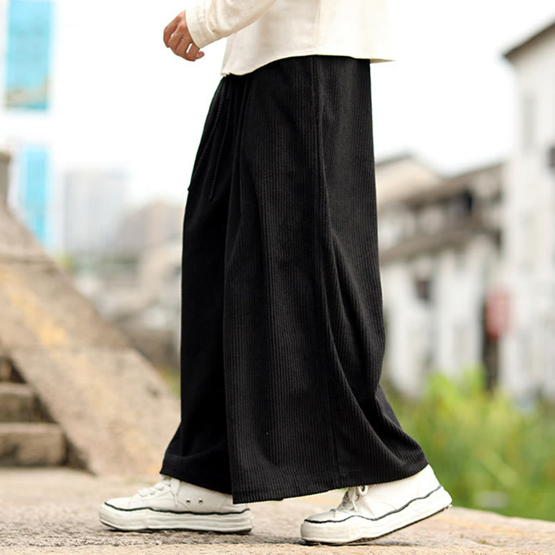 Pantaloni larghi da uomo in velluto a coste con tasche e coulisse, modello Buddha Stones Fall, tinta unita - image 10