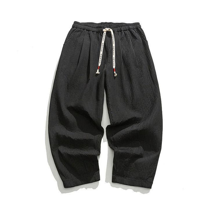 Pantaloni harem da uomo alla caviglia con coulisse e tasche, tinta unita , Buddha Stones Fall - image 32