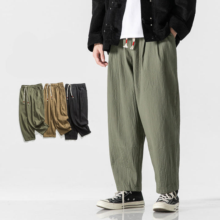 Pantaloni harem da uomo alla caviglia con coulisse e tasche, tinta unita , Buddha Stones Fall - Verde Mare Scuro - US/UK/AU46, EU56 (5XL) - image 0