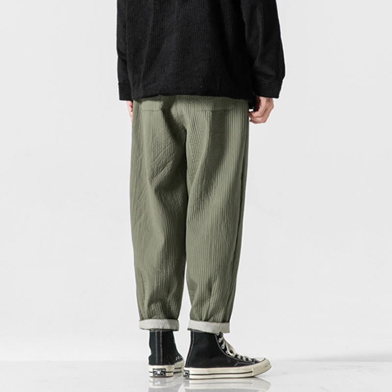 Pantaloni harem da uomo alla caviglia con coulisse e tasche, tinta unita , Buddha Stones Fall - image 4