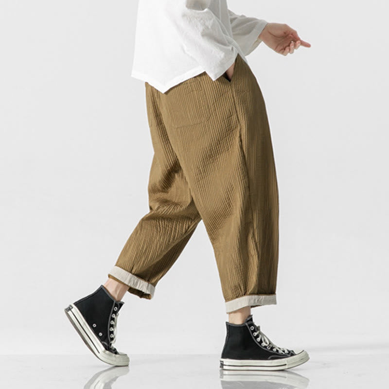 Pantaloni harem da uomo alla caviglia con coulisse e tasche, tinta unita , Buddha Stones Fall - image 14