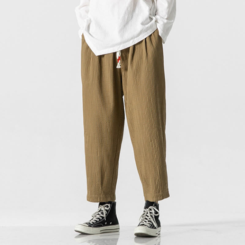 Pantaloni harem da uomo alla caviglia con coulisse e tasche, tinta unita , Buddha Stones Fall - image 11