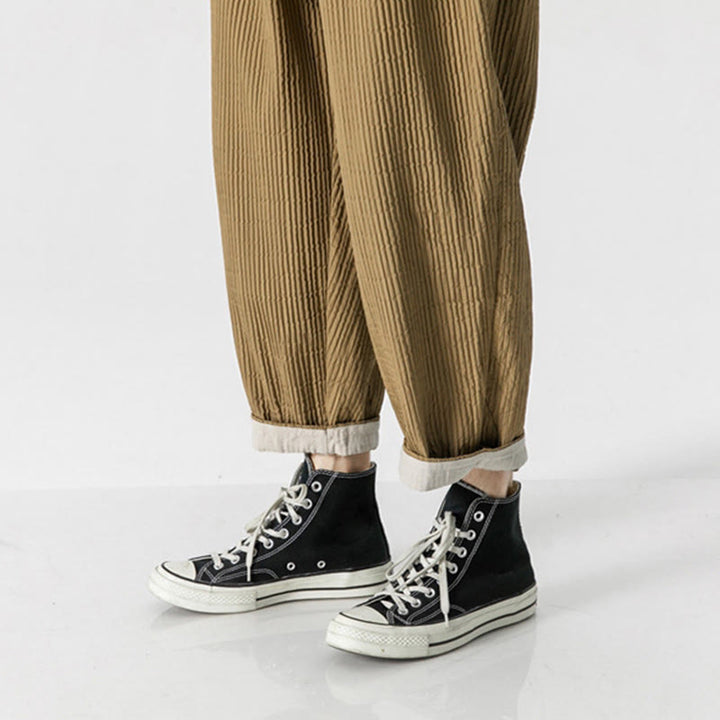 Pantaloni harem da uomo alla caviglia con coulisse e tasche, tinta unita , Buddha Stones Fall - image 20