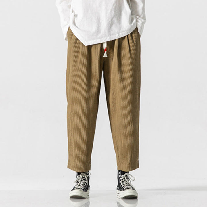 Pantaloni harem da uomo alla caviglia con coulisse e tasche, tinta unita , Buddha Stones Fall - image 16
