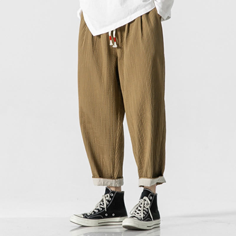 Pantaloni harem da uomo alla caviglia con coulisse e tasche, tinta unita , Buddha Stones Fall - image 15