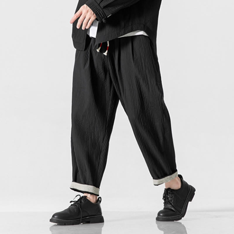 Pantaloni harem da uomo alla caviglia con coulisse e tasche, tinta unita , Buddha Stones Fall - image 28