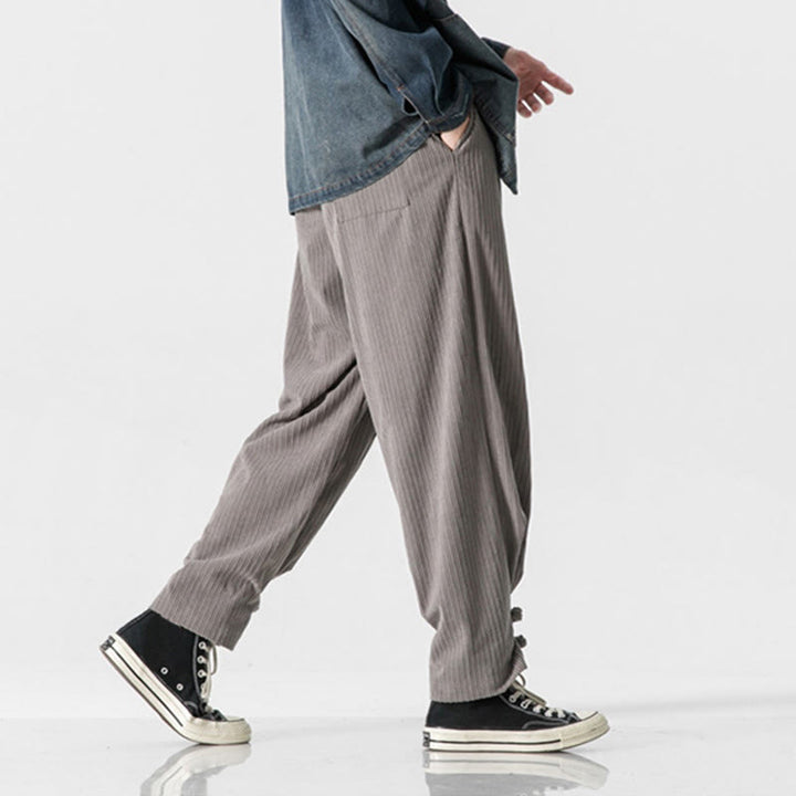 Pantaloni a gamba dritta in cotone con tasche e bottoni, modello Buddha Stones , da uomo, autunno inverno - image 6