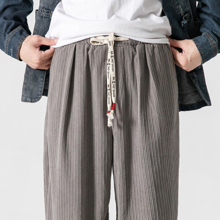 Pantaloni a gamba dritta in cotone con tasche e bottoni, modello Buddha Stones , da uomo, autunno inverno - image 10