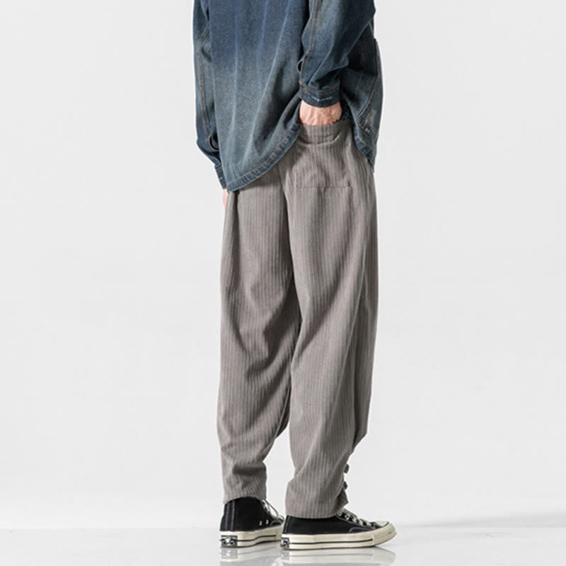 Pantaloni a gamba dritta in cotone con tasche e bottoni, modello Buddha Stones , da uomo, autunno inverno - image 4