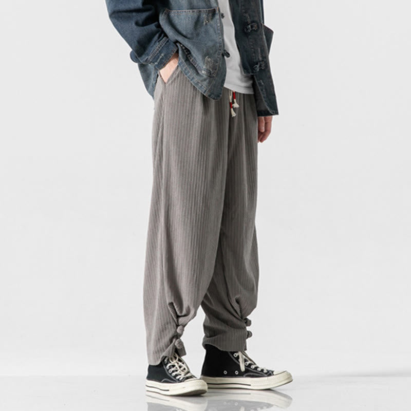 Pantaloni a gamba dritta in cotone con tasche e bottoni, modello Buddha Stones , da uomo, autunno inverno - image 3