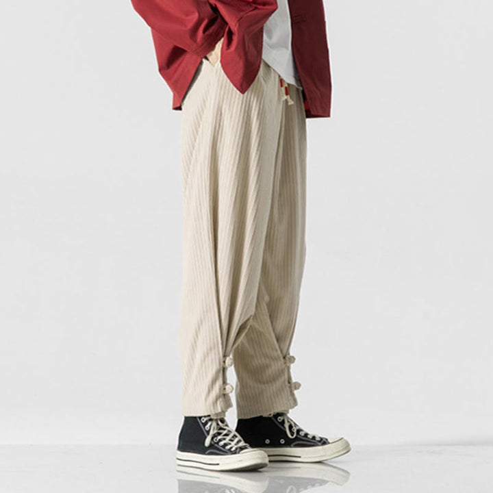 Pantaloni a gamba dritta in cotone con tasche e bottoni, modello Buddha Stones , da uomo, autunno inverno - image 18