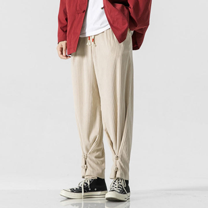 Pantaloni a gamba dritta in cotone con tasche e bottoni, modello Buddha Stones , da uomo, autunno inverno - image 16