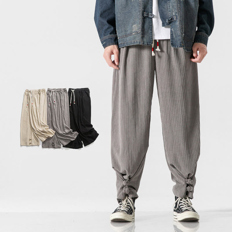 Pantaloni a gamba dritta in cotone con tasche e bottoni, modello Buddha Stones , da uomo, autunno inverno - Grigio chiaro - US/UK/AU46, EU56 (5XL) - image 0